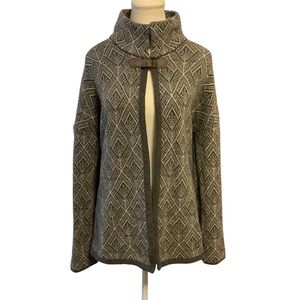 Chiaramente Wool Blend Jacquard Sweater Cardigan Jacket Size L/ Made in Italy